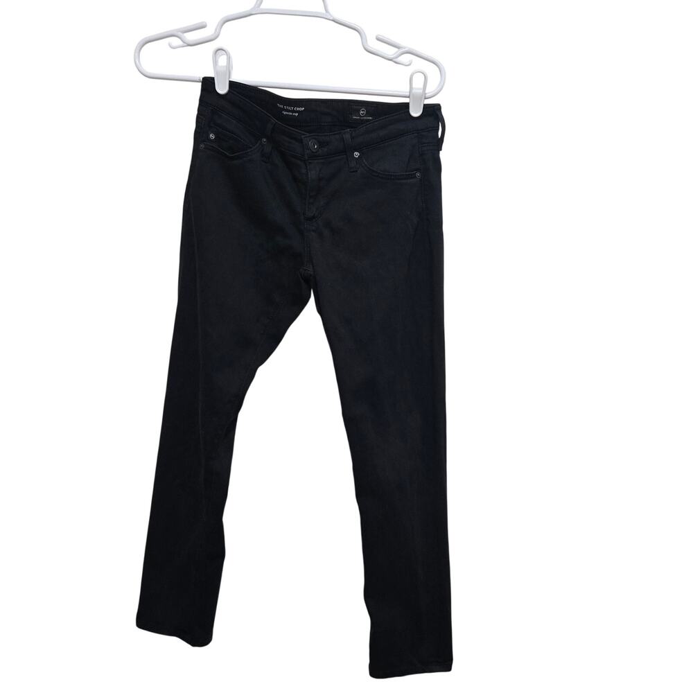 AG Stilt Crop Cigarette Jeans Black Stretch Denim Size 25